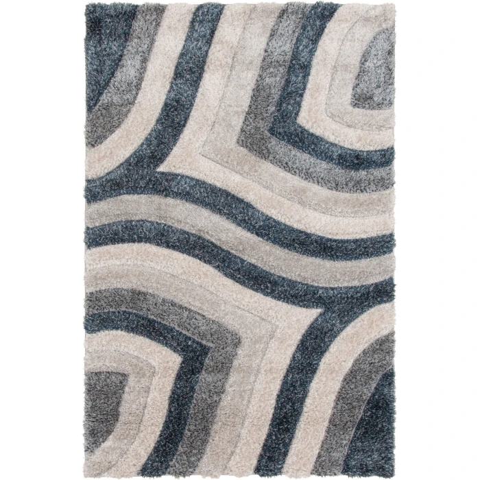 Central Oriental Chicago Blue/Grey Abstract 5ft. x 7ft.3in. Rect. Rug