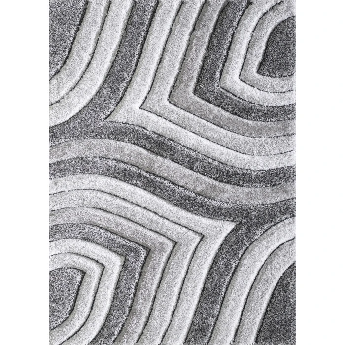 Central Oriental Chicago Grey/White Abstract 5ft. x 7ft.6in. Rect. Rug