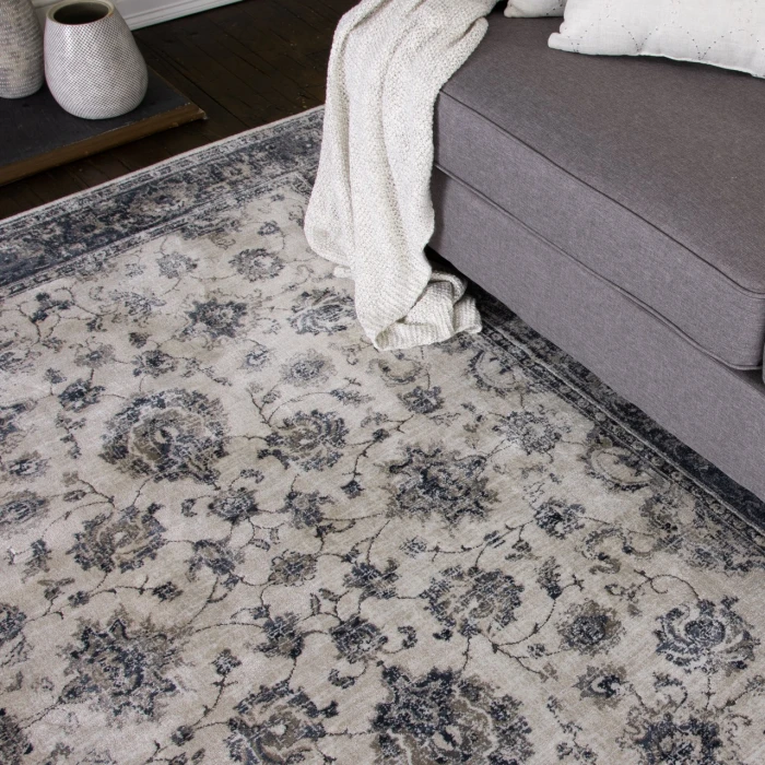 Central Oriental Clearwater Biscuit/Nightfall Traditional 7ft.10in. Round Rug