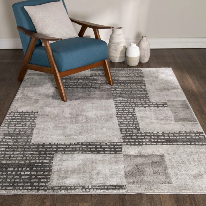 Central Oriental Clearwater Ghost/Chalk Abstract 7ft.10in. x 10ft.10in. Rect. Rug