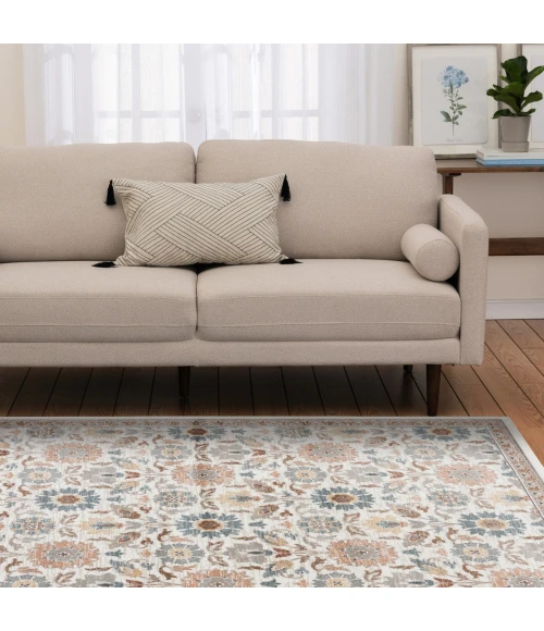 Central Oriental Erin & Ben _ Tupelo Oyster/Multi Floral 7ft.10 x 9ft.10in. Rect. Rug
