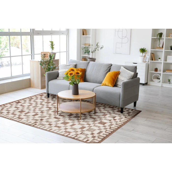 Central Oriental Erin & Ben _ Grove Almond/Lace Geometric 7ft.10 x 9ft.10in. Rect. Rug
