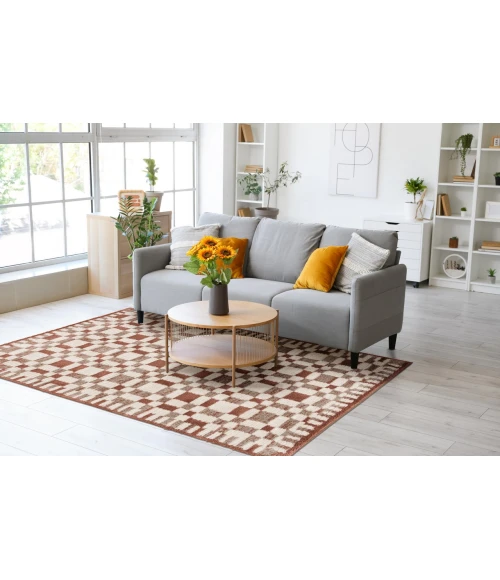 Central Oriental Erin & Ben _ Grove Clay/Lace Geometric 5ft. x 7ft.6in. Rect. Rug