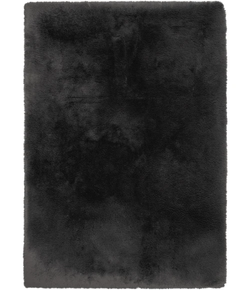 Central Oriental Belgian Faux Fur Black Solid 7ft.6in. x 9ft.6in. Rect. Rug