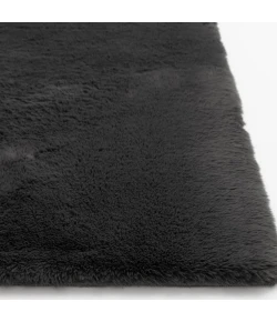 Central Oriental Belgian Faux Fur Black Solid 9ft. x 12ft. Rect. Rug