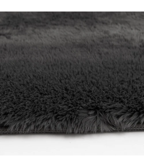 Central Oriental Belgian Faux Fur Black Solid 7ft.6in. x 9ft.6in. Rect. Rug