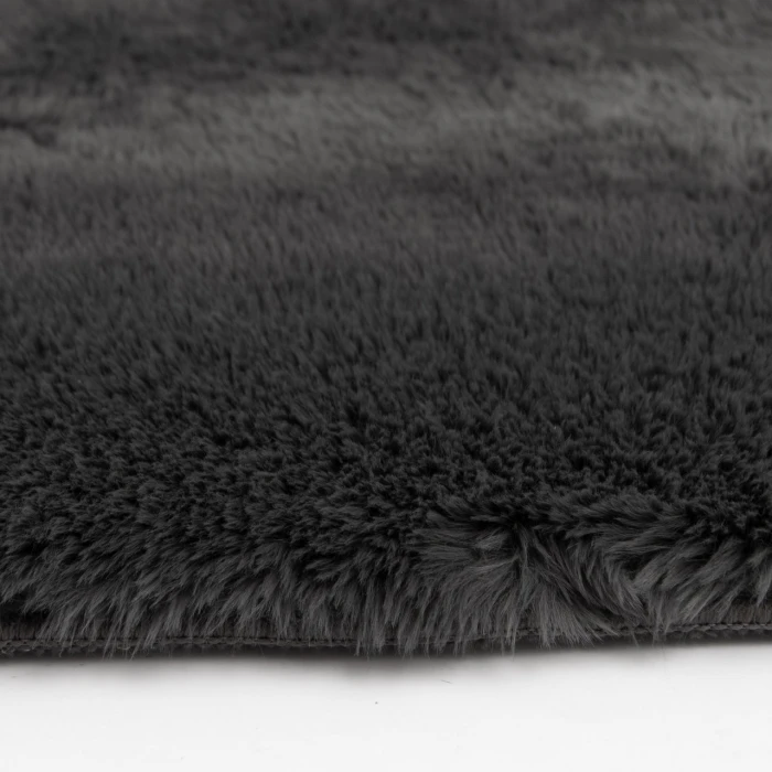 Central Oriental Belgian Faux Fur Black Solid 9ft. x 12ft. Rect. Rug