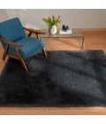 Central Oriental Belgian Faux Fur Black Solid 7ft.6in. x 9ft.6in. Rect. Rug