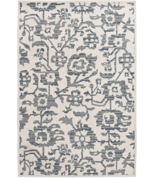 Central Oriental Heirloom Champagne/Sky Blue Floral 7ft.10in. x 9ft.10in. Rect. Rug