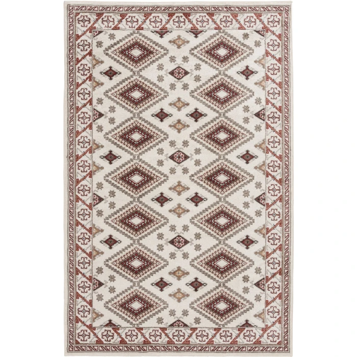 Central Oriental Heirloom Cinnabar/Multi Moroccan 7ft.10in. x 9ft.10in. Rect. Rug