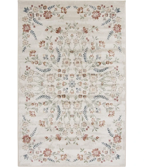 Central Oriental Heirloom Chetwode/Navajo White Floral 7ft.10in. x 9ft.10in. Rect. Rug