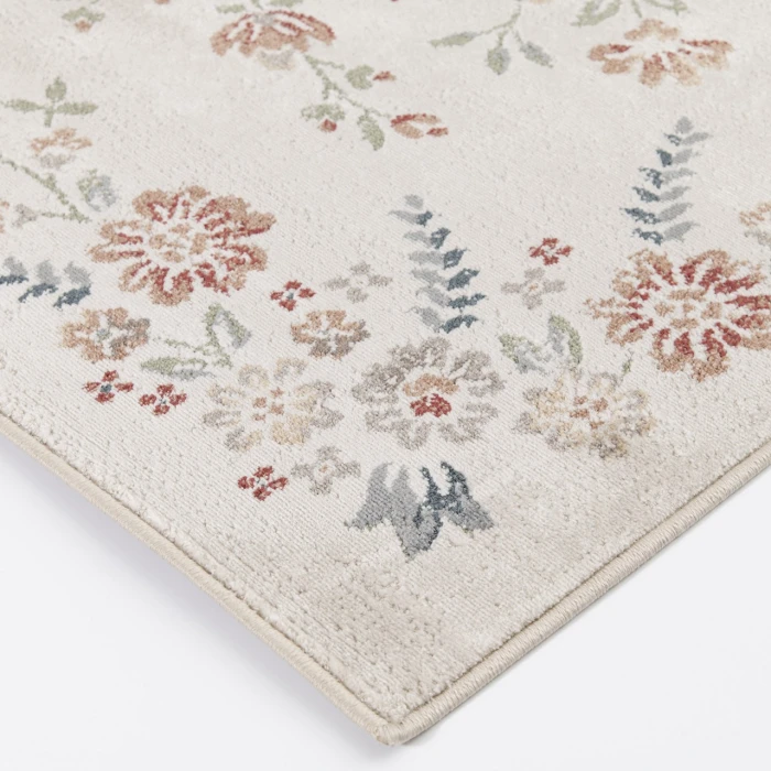 Central Oriental Heirloom Cinnabar/Navajo White Border/Floral 9in. x 26in. Rect. Rug