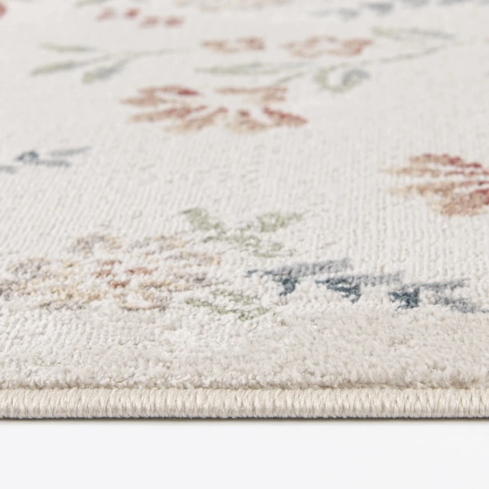 Central Oriental Heirloom Cinnabar/Navajo White Border/Floral 9in. x 26in. Rect. Rug