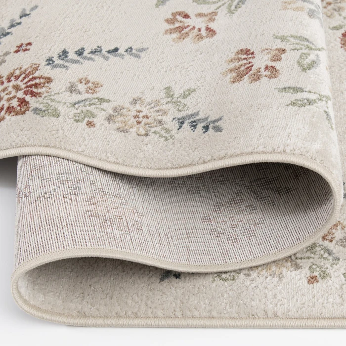 Central Oriental Heirloom Cinnabar/Navajo White Border/Floral 9in. x 26in. Rect. Rug