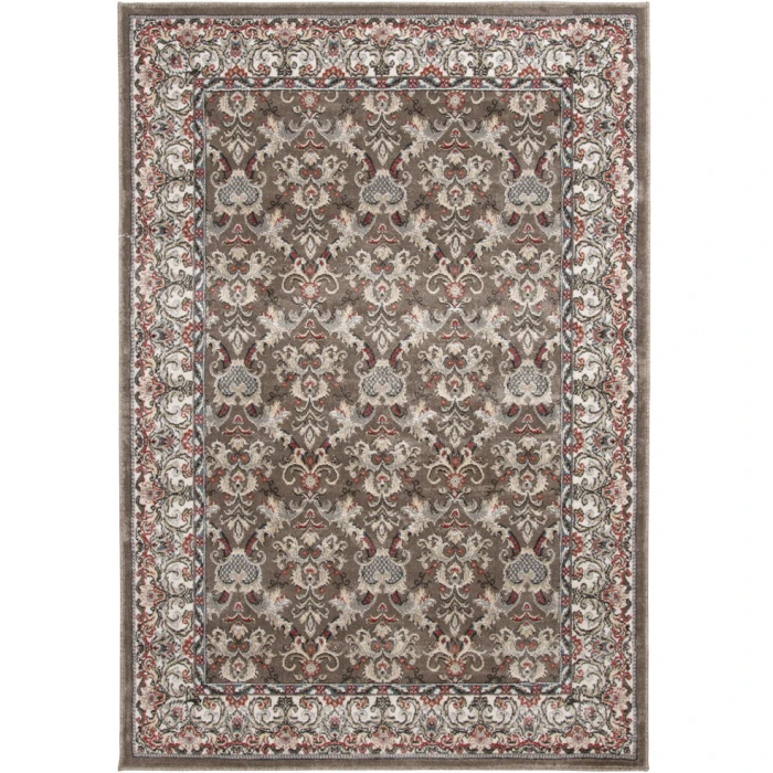 Central Oriental Heirloom Tan/Navajo White Border/Floral 9in. x 26in. Rect. Rug