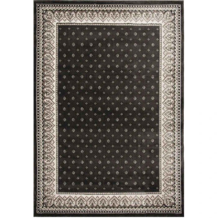 Central Oriental Heirloom Abbey/Navajo White Border/Abstract 9in. x 26in. Rect. Rug