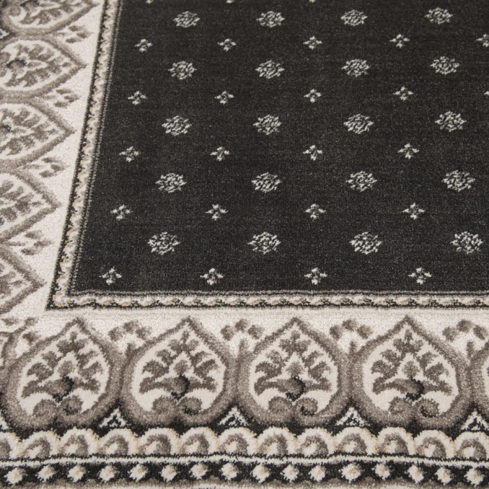 Central Oriental Heirloom Abbey/Navajo White Border/Abstract 9in. x 26in. Rect. Rug