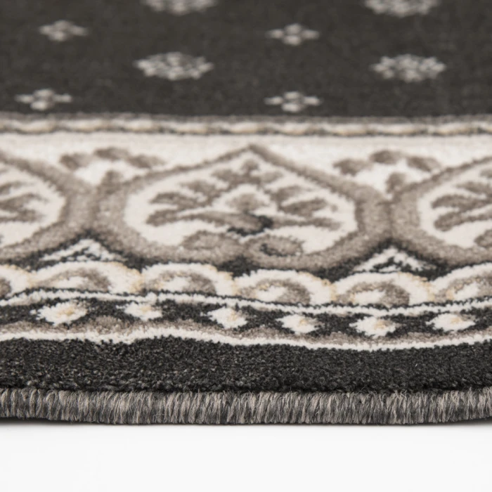 Central Oriental Heirloom Abbey/Navajo White Border/Abstract 9in. x 26in. Rect. Rug