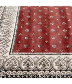 Central Oriental Heirloom Cinnabar/Navajo White Border/Abstract 9in. x 26in. Rect. Rug