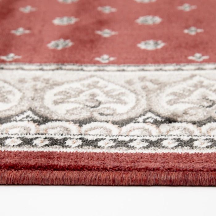 Central Oriental Heirloom Cinnabar/Navajo White Border/Abstract 9in. x 33in. Rect. Rug