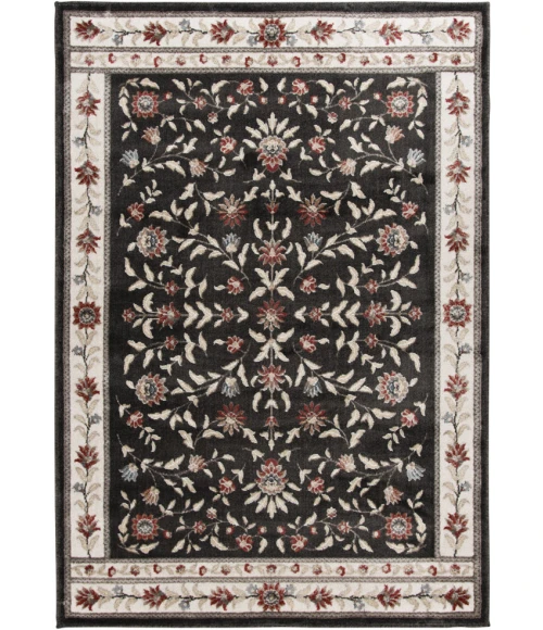 Central Oriental Heirloom Abbey/Navajo White Border/Floral 5ft.3in. x 7ft.7in. Rect. Rug