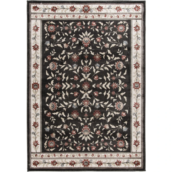 Central Oriental Heirloom Abbey/Navajo White Border/Floral 5ft.3in. x 7ft.7in. Rect. Rug