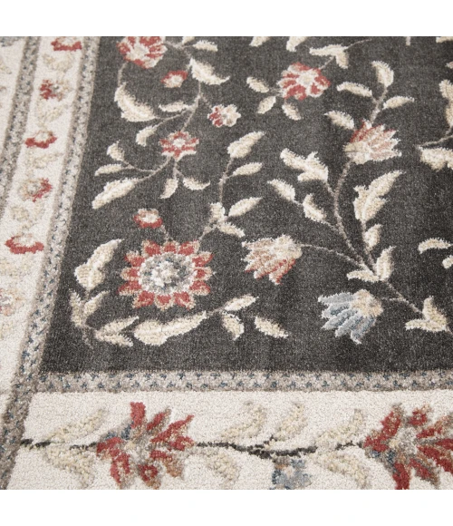Central Oriental Heirloom Abbey/Navajo White Border/Floral 5ft.3in. x 7ft.7in. Rect. Rug