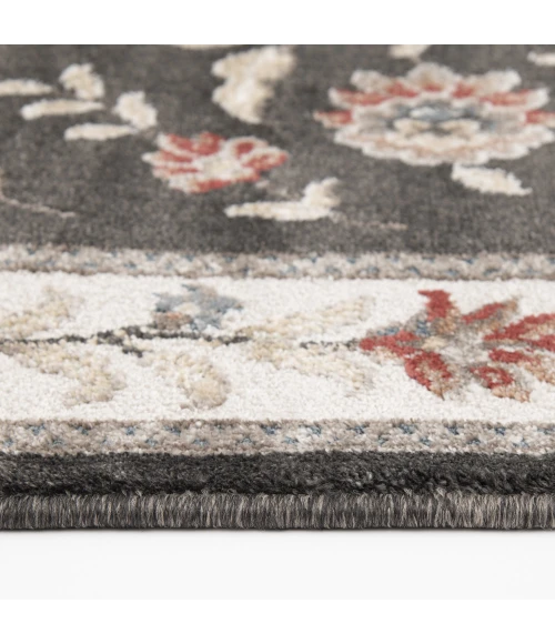Central Oriental Heirloom Abbey/Navajo White Border/Floral 5ft.3in. x 7ft.7in. Rect. Rug