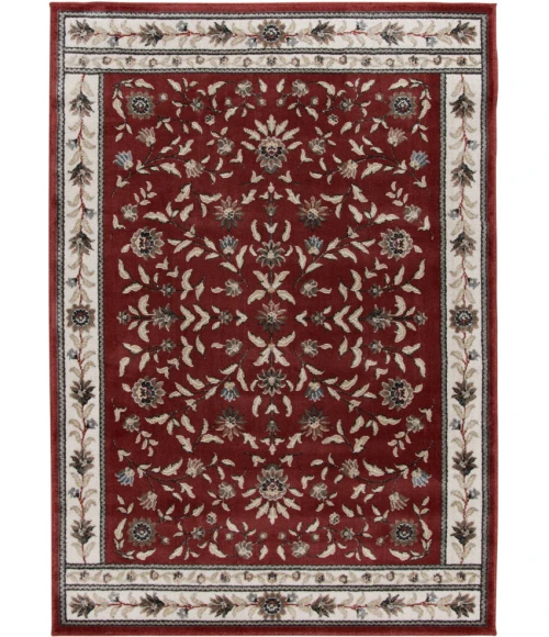 Central Oriental Heirloom Cinnabar/Navajo White Border/Floral 9in. x 33in. Rect. Rug