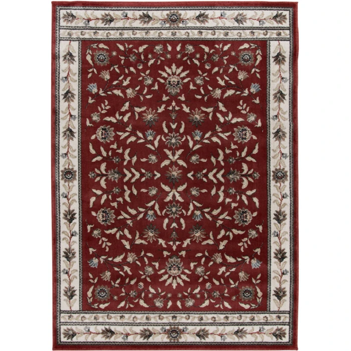 Central Oriental Heirloom Cinnabar/Navajo White Border/Floral 9in. x 26in. Rect. Rug