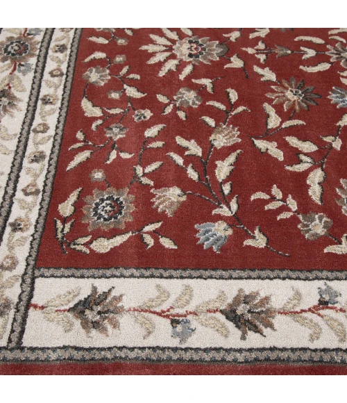 Central Oriental Heirloom Cinnabar/Navajo White Border/Floral 9in. x 33in. Rect. Rug