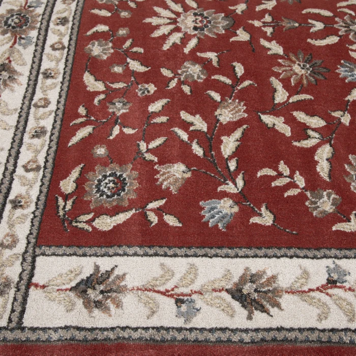 Central Oriental Heirloom Cinnabar/Navajo White Border/Floral 9in. x 26in. Rect. Rug