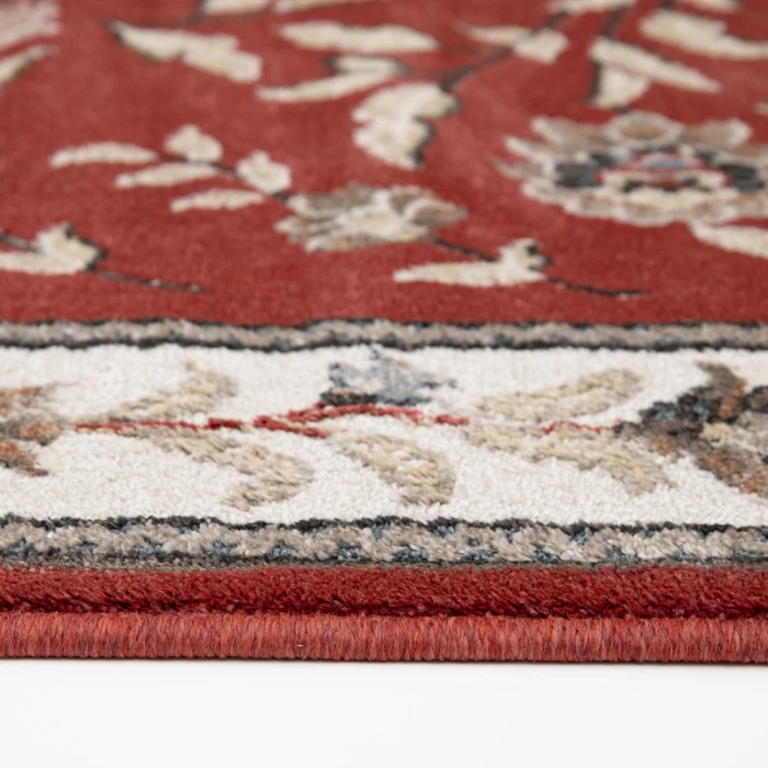 Central Oriental Heirloom Cinnabar/Navajo White Border/Floral 9in. x 26in. Rect. Rug