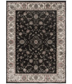 Central Oriental Heirloom Abbey/Navajo White Border/Floral 7ft.10in. x 10ft.10in. Rect. Rug