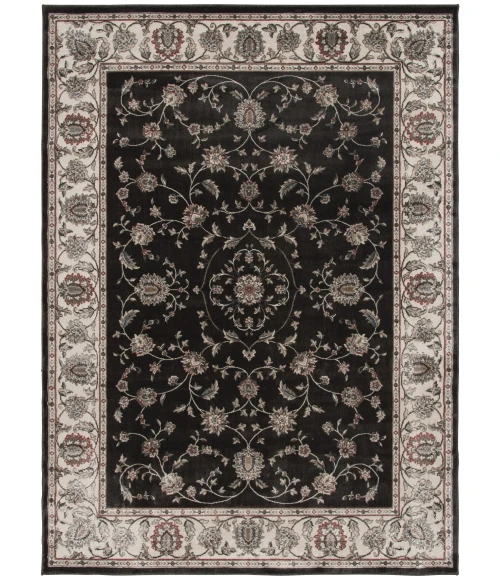 Central Oriental Heirloom Abbey/Navajo White Border/Floral 5ft.3in. x 7ft.7in. Rect. Rug