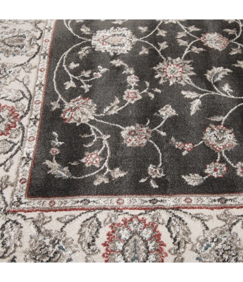 Central Oriental Heirloom Abbey/Navajo White Border/Floral 5ft.3in. x 7ft.7in. Rect. Rug