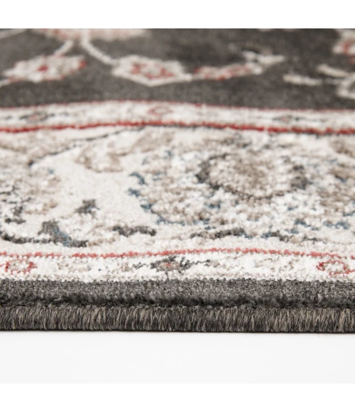 Central Oriental Heirloom Abbey/Navajo White Border/Floral 5ft.3in. x 7ft.7in. Rect. Rug