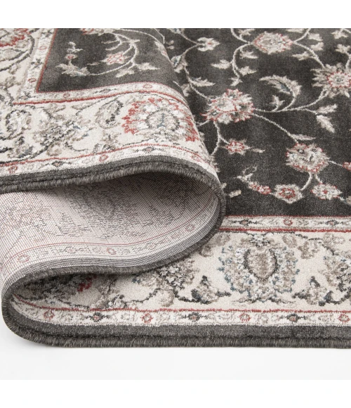 Central Oriental Heirloom Abbey/Navajo White Border/Floral 5ft.3in. x 7ft.7in. Rect. Rug