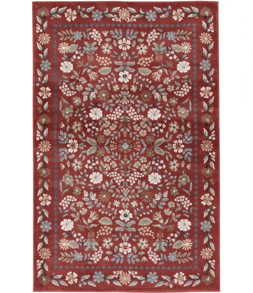 Central Oriental Erin & Ben _ Rooted Cinnabar/Multi Floral 7ft.10 x 9ft.10in. Rect. Rug
