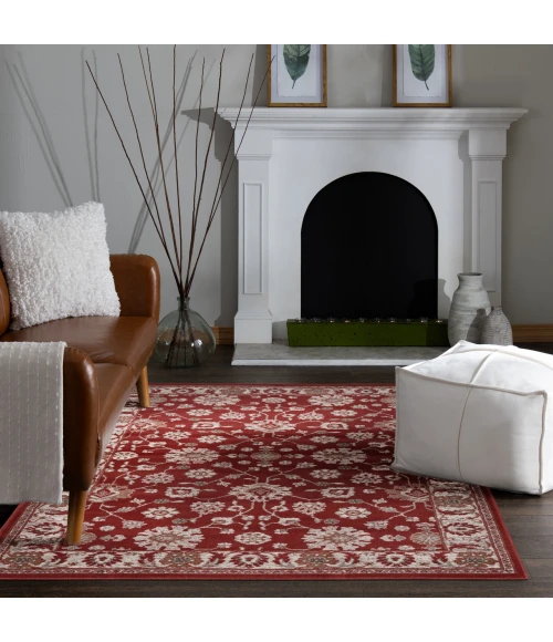 Central Oriental Erin & Ben _ Rooted Cinnabar Floral 7ft.10 x 9ft.10in. Rect. Rug