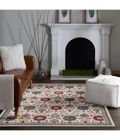 Central Oriental Erin & Ben _ Rooted Champagne/Multi  Floral 7ft.10 x 9ft.10in. Rect. Rug