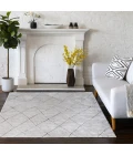 Central Oriental Landscape Salt/Shell Lattice 7ft.10in. x 9ft.10 Rect. Rug