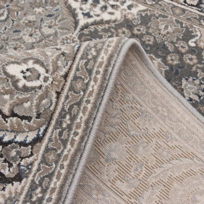 Central Oriental Clearwater Chalk/Gunmetal Oriental/Traditional 9in. x 33in. Rect. Rug