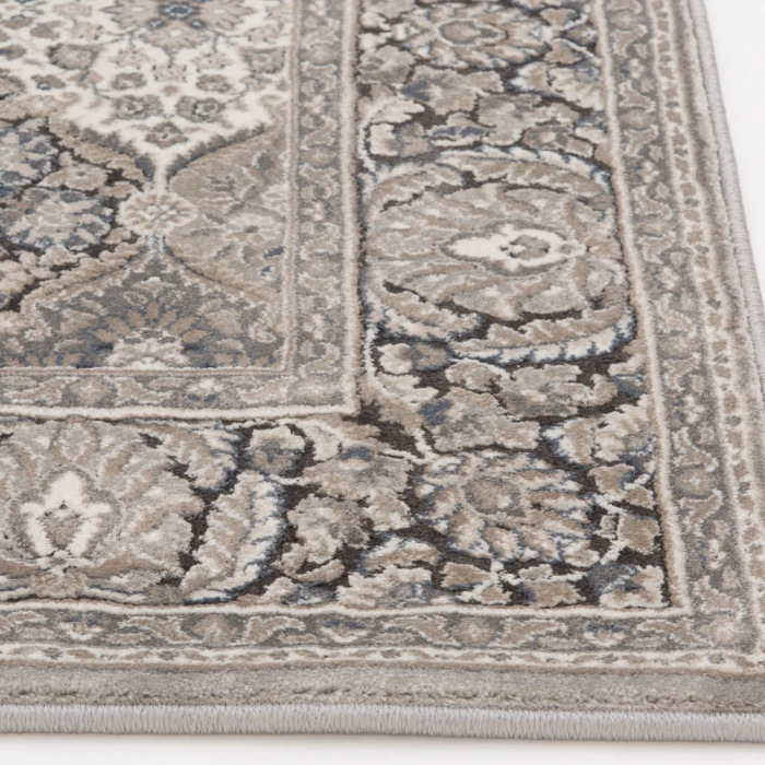 Central Oriental Clearwater Chalk/Gunmetal Oriental/Traditional 9in. x 33in. Rect. Rug