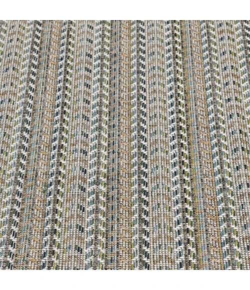 Central Oriental Colourscape Green/Ecru Stripe 7ft.10in. x 9ft.10in. Rect. Rug