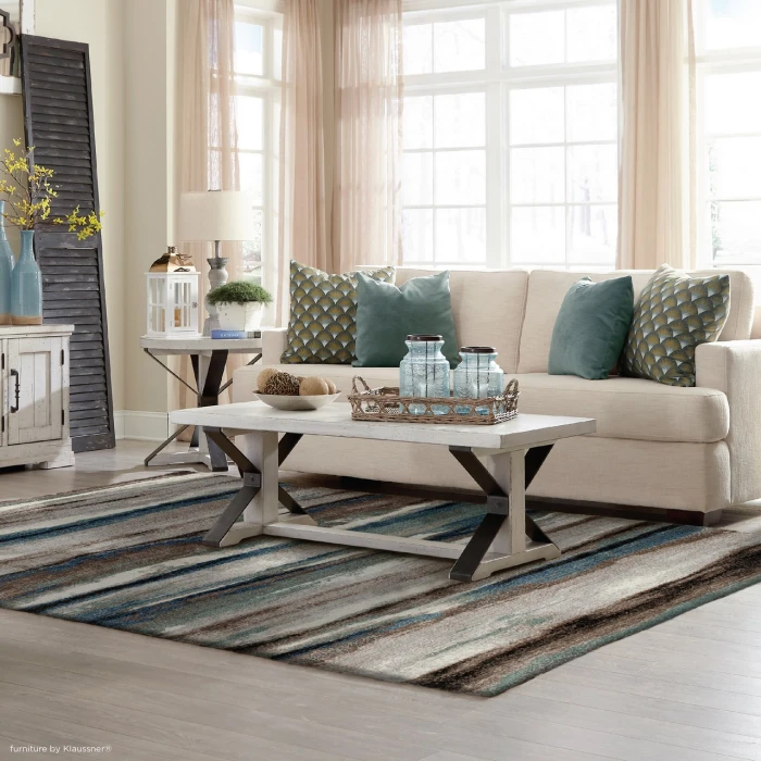 Central Oriental Structures Soot/Buff Abstract 7ft.10in. x 9ft.10in. Rect. Rug