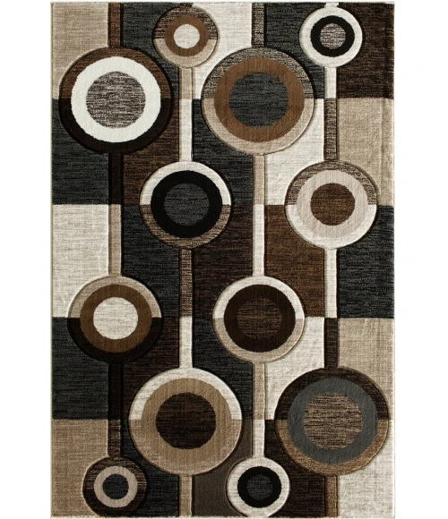Central Oriental Apex Brown Geometric 5ft. x 7ft.3in. Rect. Rug