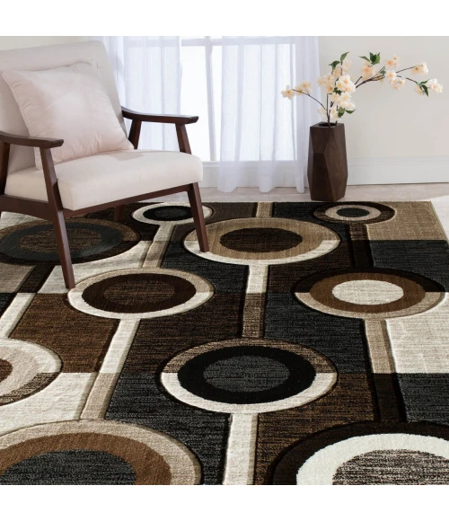 Central Oriental Apex Brown Geometric 5ft. x 7ft.3in. Rect. Rug
