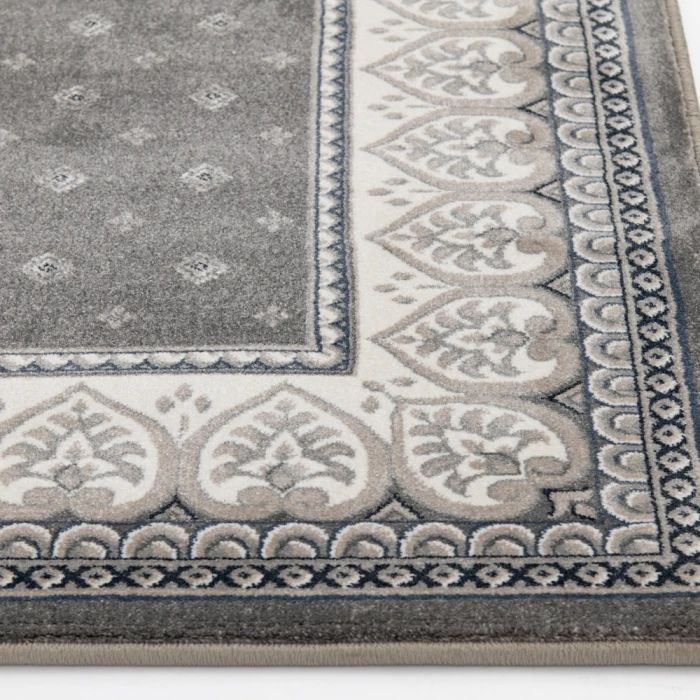 Central Oriental Clearwater Dove/Oyster Border/Abstract 9in. x 26in. Rect. Rug