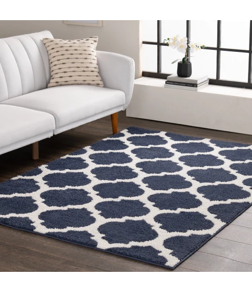 Central Oriental Sisli Mood Indigo/Buff Moroccan 5ft. x 7ft. Rect. Rug